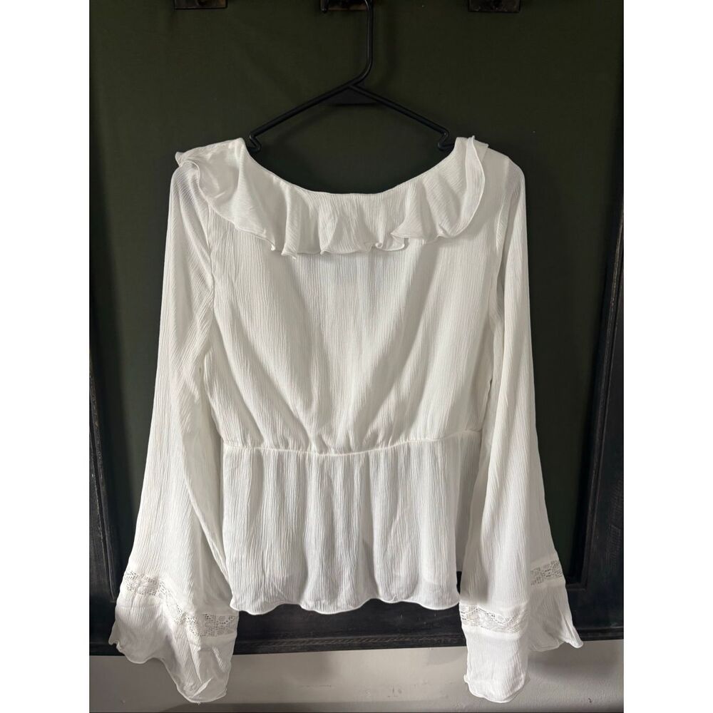 Hollister Flowy Long-sleeve Ruffle Babydoll Top NWT Large - Picture 2 of 2